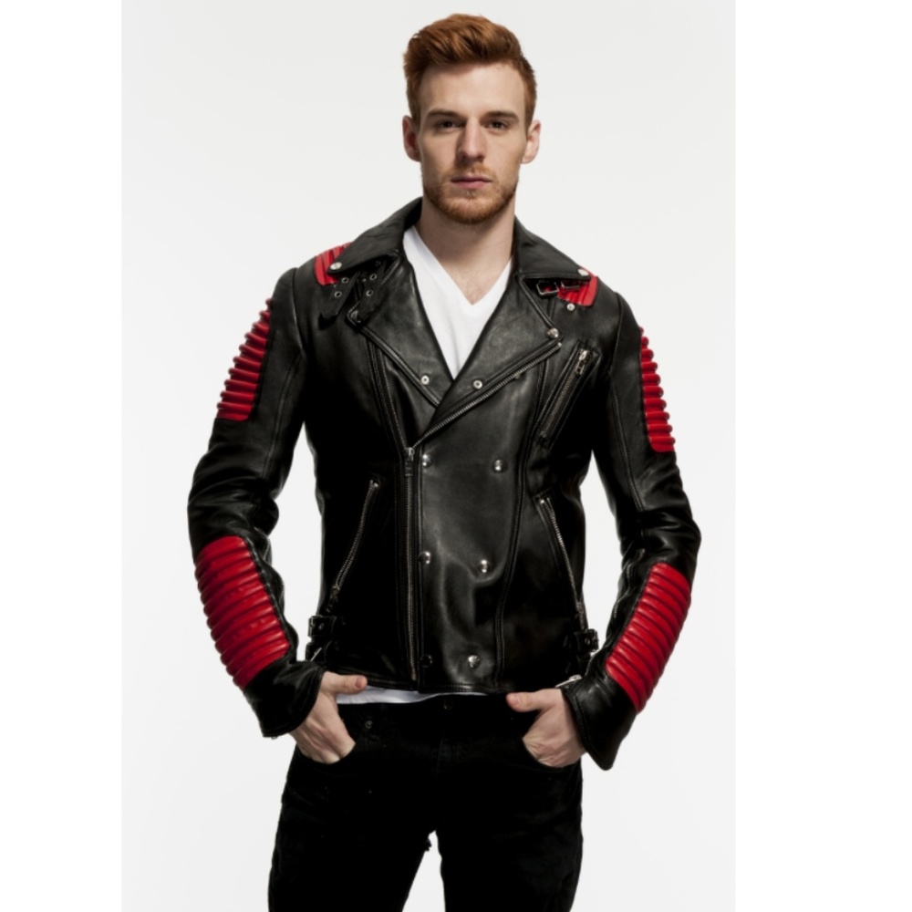 Red and Black Motorcycle Zip Jacket